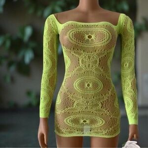 Neon Fluorescent Mesh Body-con mini Bright Party Festival